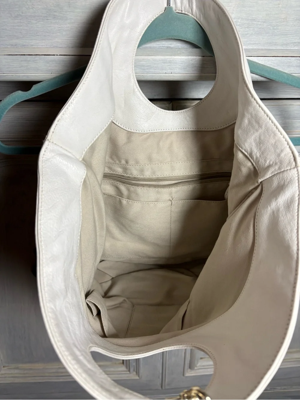 DKNY White Leather Hobo Bag Classic Everyday